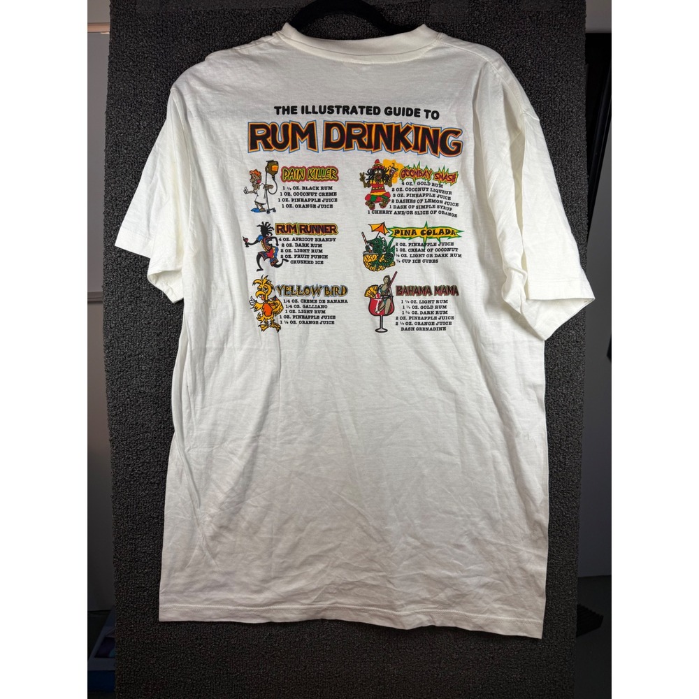 SB Marketing Worldwide Rum Drinking Guide T-Shirt Mens L White Paradise Island
